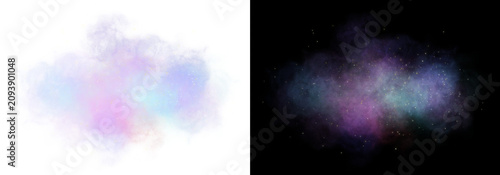 Photos Cosmic purple nebula cloud and stardust isolated on transparent background