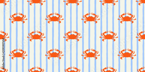 Fotografía Vintage crab seamless pattern