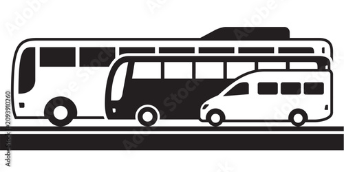 Different public transport buses - vector illustration