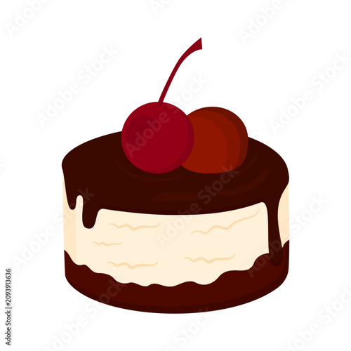 Illustration of a mini cherry cheesecake