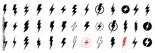 Cuadro en lienzo Lightning Bolt Icons Collection