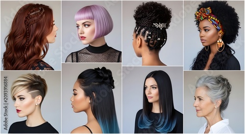 Women's Hairstyle Collection Featuring Modern Haircuts and Diverse Beauty Styles