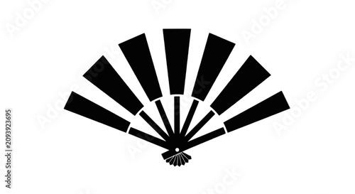 Vector illustration of japanese folding fan icon, traditional hand fan silhouette on a transparent background