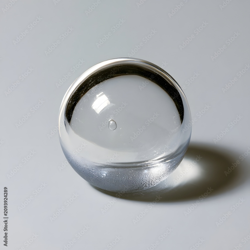 Fototapeta premium Backlit glass sphere ornament with soft rim light on grey