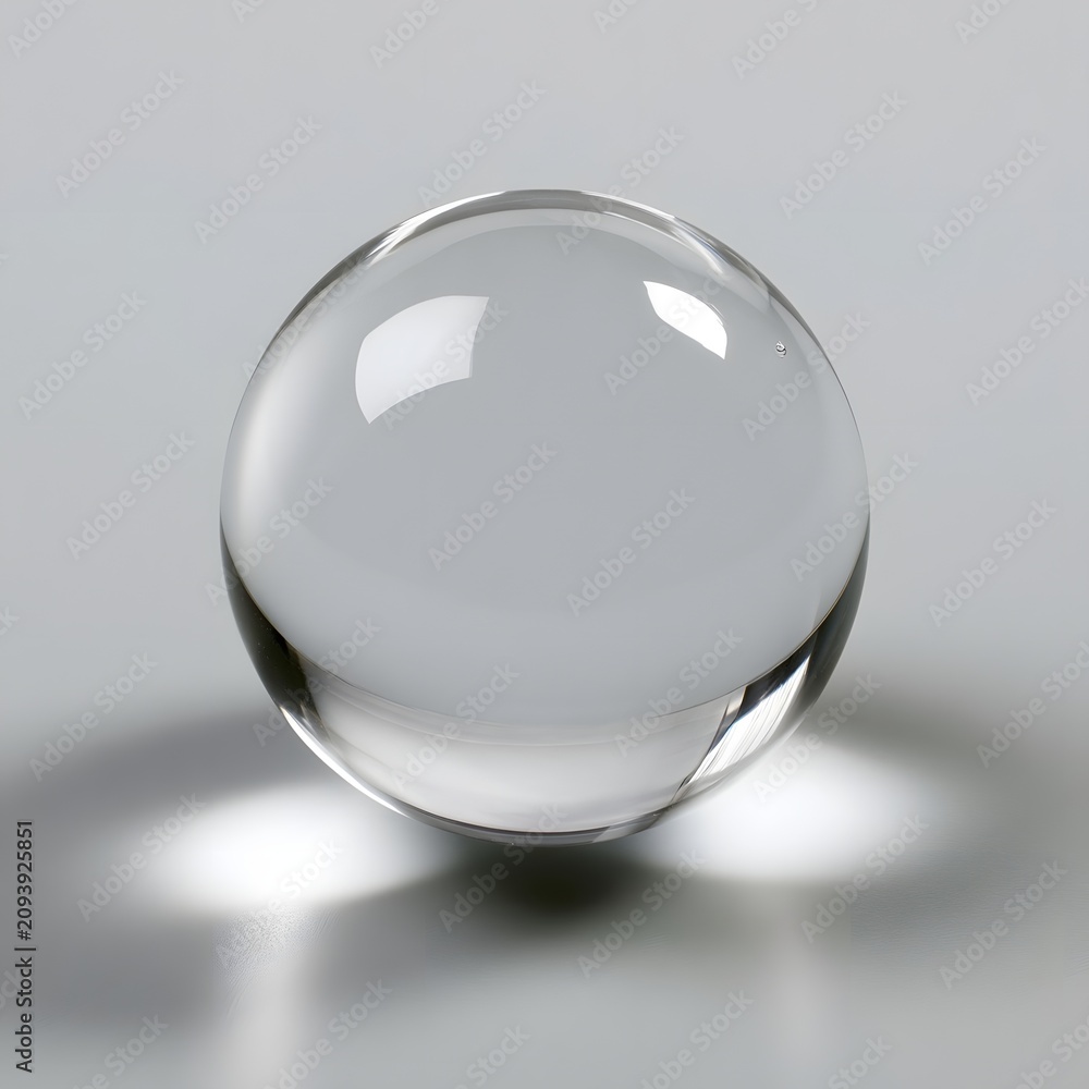 Fototapeta premium Unbroken glass sphere merging seamlessly into grey surface