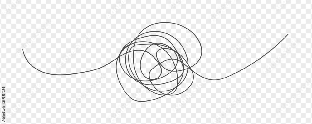Fotografie Tangled Line Art Illustration, Scribbled Vector Graphic