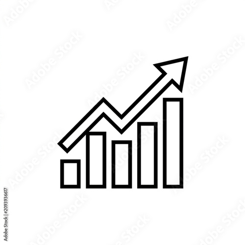 Obraz na płótnie Growing Bar Chart with Upward Arrow Icon.