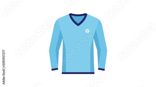 фотографія Light blue sports jersey with dark blue trim and team emblem on front ideal for