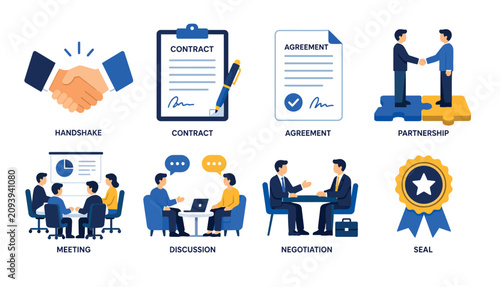 Tableau sur toile Business partnership and contract illustration.
