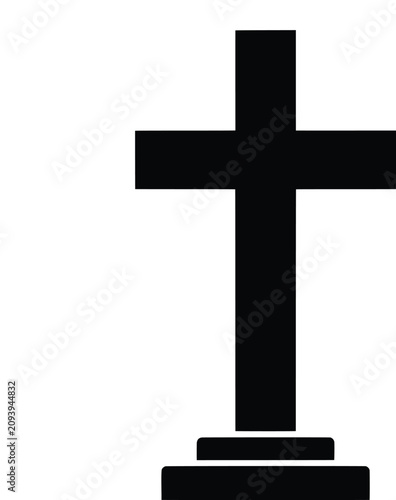 Fotografía Cross tombstone vector illustration for grave memorial or religious cemetery bur