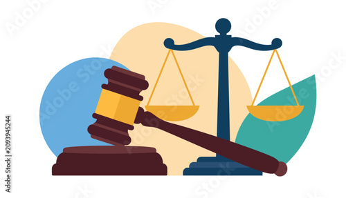 Canvastavla Gavel and Scales of Justice Illustration.