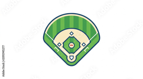 Fotografi Baseball Field Diamond Infield Outfield Green Stripes.