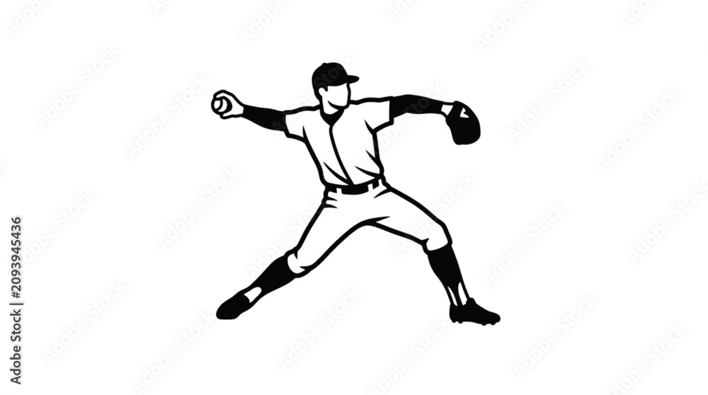 Obraz premium Baseball pitcher throwing a ball during a game.