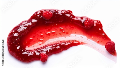 Raspberry Sauce Jam Smear Isolated On White Background