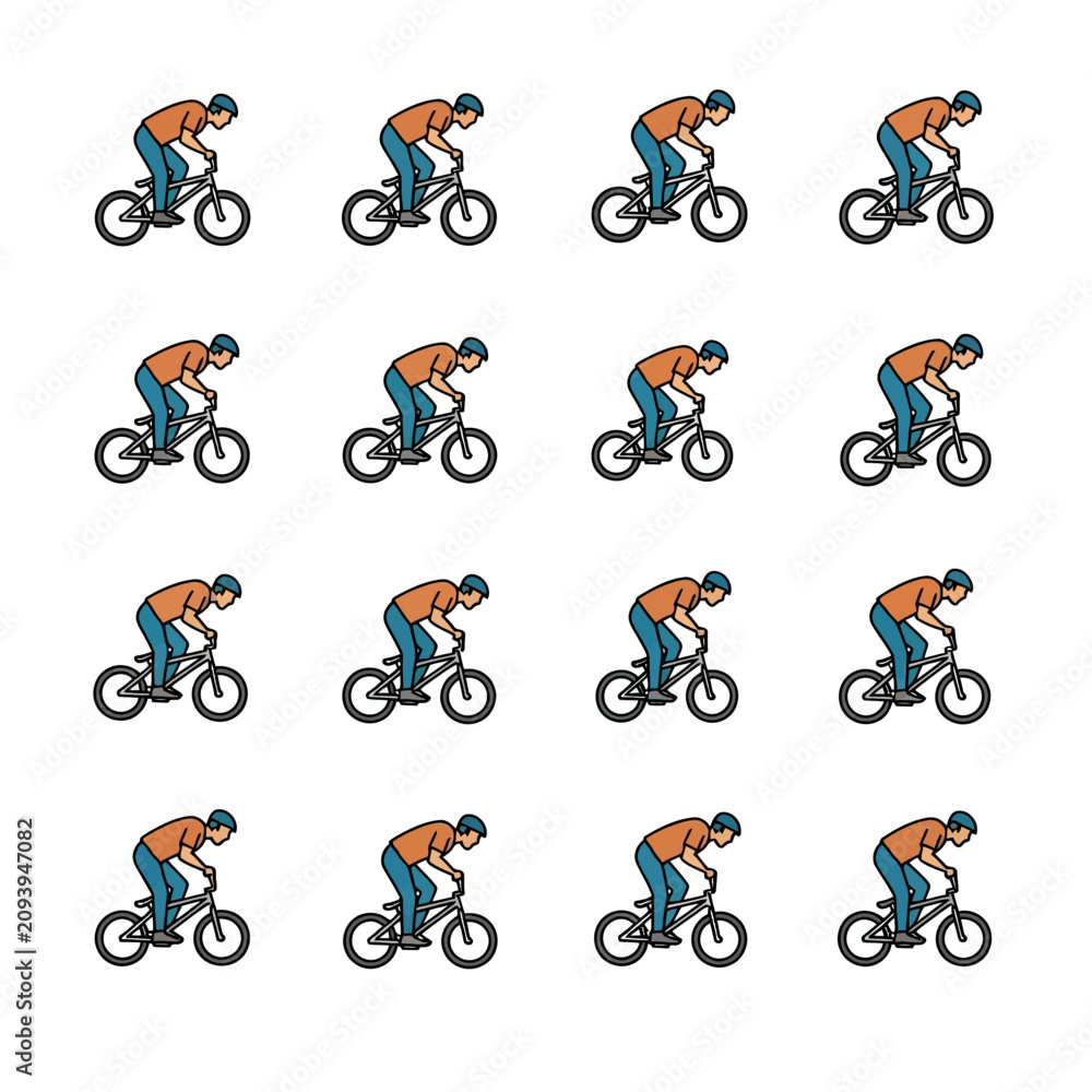 Obraz premium Extreme BMX rider performing stunt on bicycle vector illustration icon for sports logo and branding
