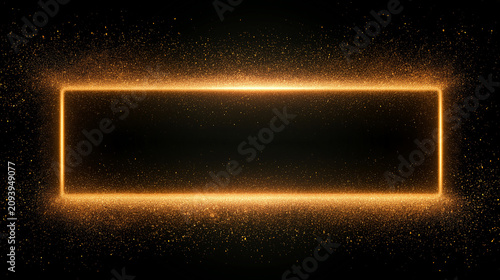 A bright orange rectangular frame filled with darkness is surrounded by a halo of intense orange sparks and glowing particles against a black backdrop.