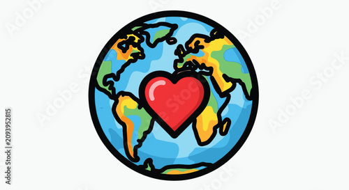 Cuadro en lienzo Globe with heart symbol on map 11.