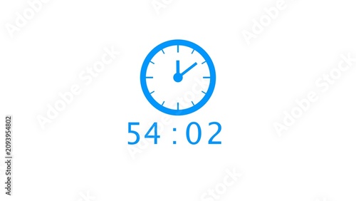 Obraz na plátně Abstract minimal analog clock with minute and hour hands indicating 54 minutes 02 seconds