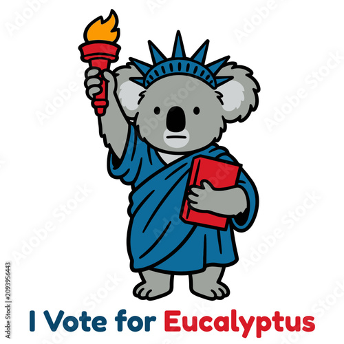 Photography Koala dressed as Statue of Liberty.