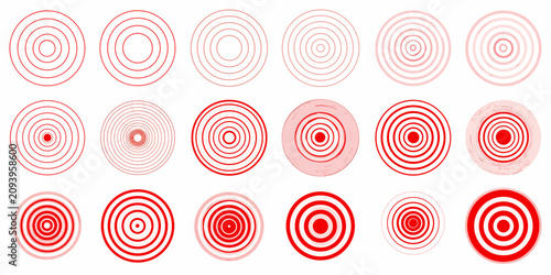 Photos Circular Wave Patterns Red Vector Illustrations On White Background