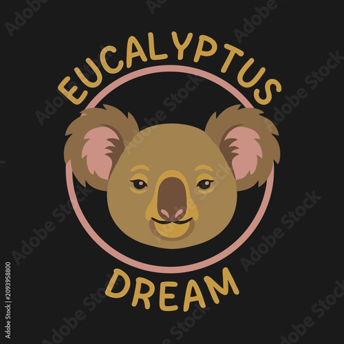 Photography Koala face in pink circle logo.