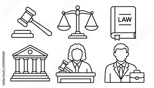 Konstfotografi Legal Profession Icons Set Illustration.