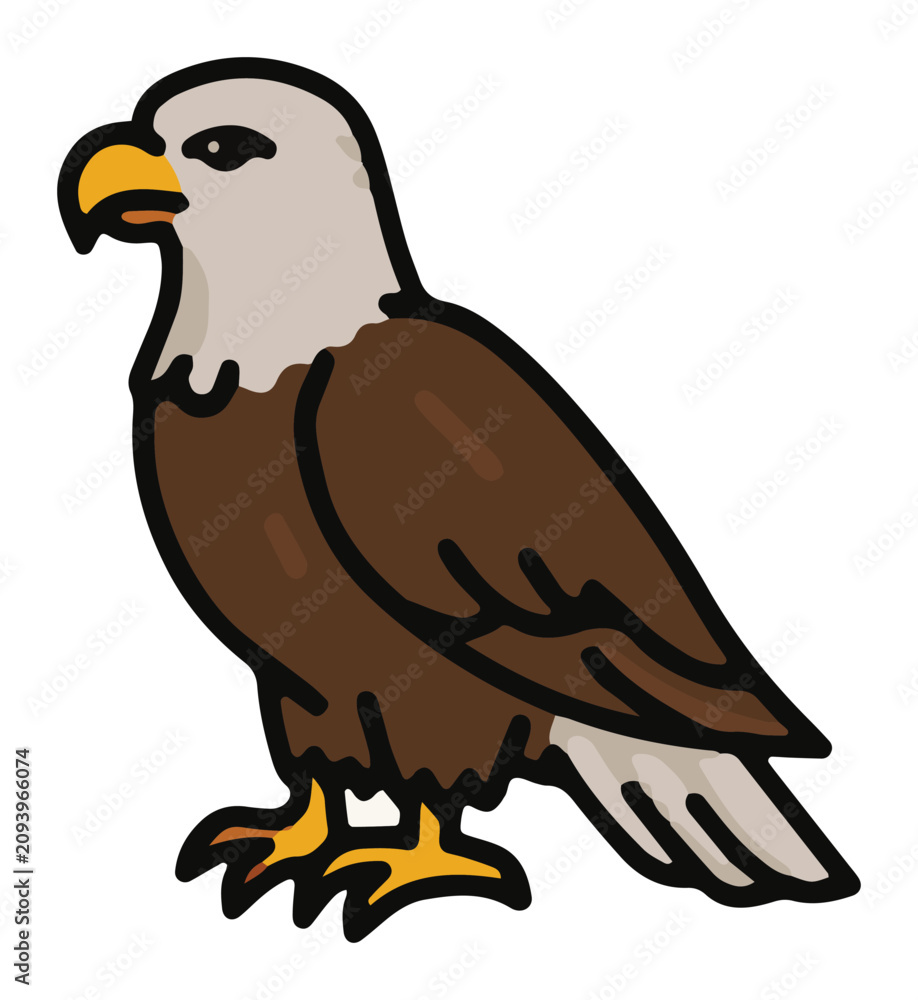 Fototapeta premium American Bald Eagle Cartoon Illustration Graphic
