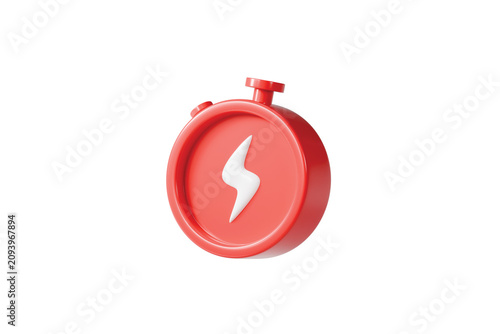 3d stopwatch icon. fast performance concept. cartoon style for productivity ads. quick response isolated on white background. 3d render.