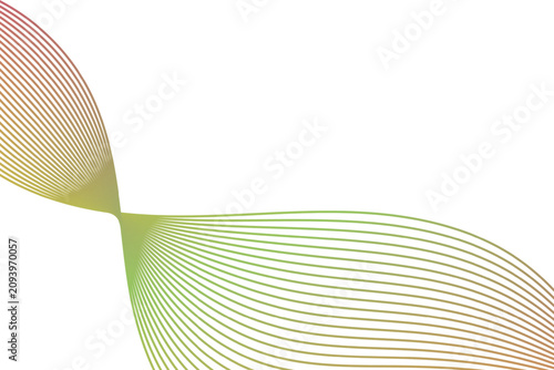 Abstract Green Yellow Wavy Line Art Background Twisted Dynamic Ribbon Flowing Wave Vector Illustration