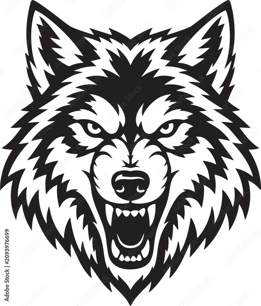 Fototapeta premium Fierce Roaring Wolf Adobe Illustrator Artwork