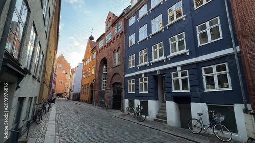 Magstraede historic street with old colorful houses, Copenhagen, Denmark