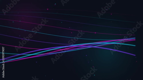 Minimalist Elegant Neon Wave Lines Abstract Loop Background