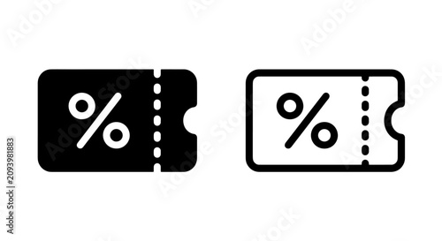 Canvas Print Discount coupon tag icon set in bold and outline styles with discount