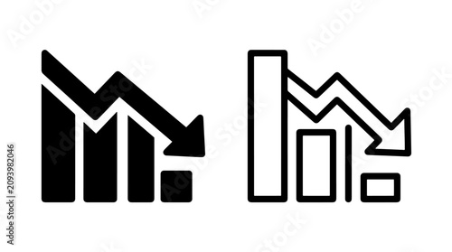 Foto Descending bar graph financial icons in solid and outline style