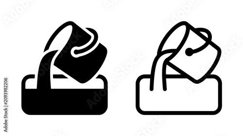 Paint bucket pouring icon set with construction renovation maintenance