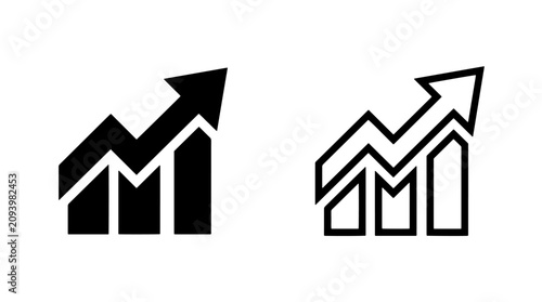 Bar chart growing with upward arrow icon set business financial increase