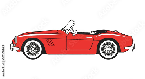 Photos Red classic sports roadster convertible in profile view