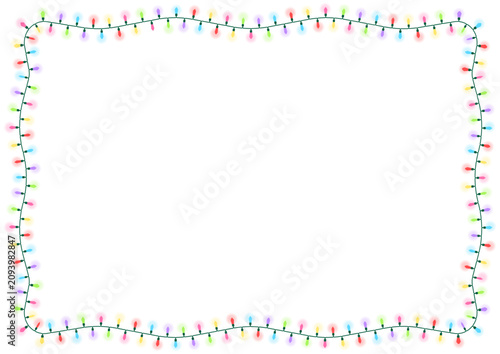 クリスマス ストリングライト フレーム ベクター / Christmas String Lights Frame Vector