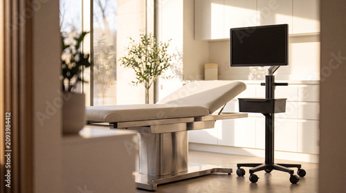 Tableau sur toile Modern Clinic Interior with Examination Table and Equipment
