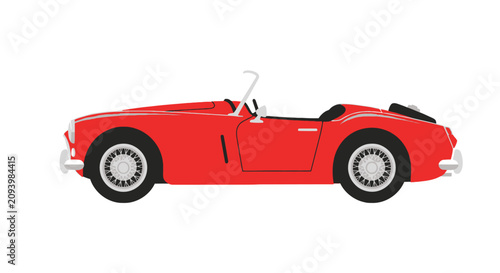 Bild auf Leinwand Red vintage convertible sports car on a white background