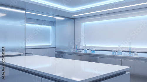 Photography Modern Scientific Laboratory with Empty Countertop