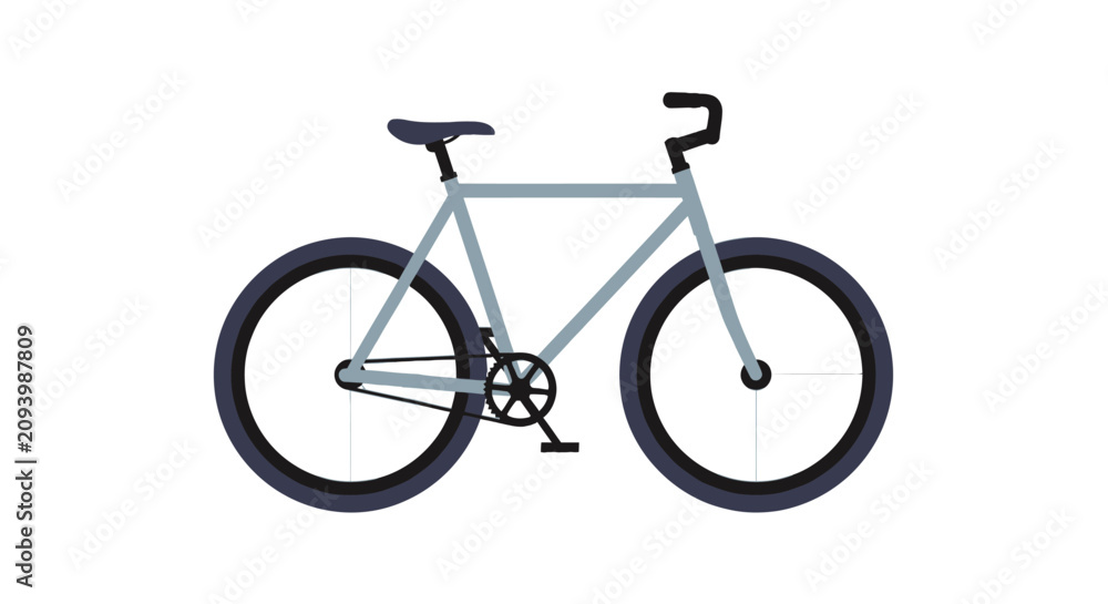 Obraz premium Minimalist grey urban commuter bicycle with black wheels