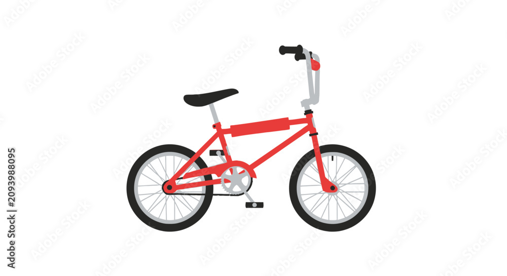 Obraz premium Red freestyle bmx bicycle with compact frame and black seat