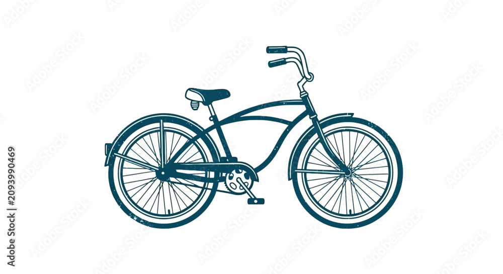 Obraz premium Distressed blue beach cruiser bicycle in vintage style