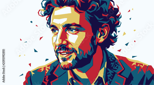 Fotografía Man with curly hair and beard.