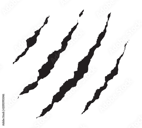 Vector illustration of animal claw scratches isolated on a white background