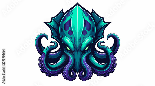 Fotografie Mysterious Kraken Monster Head Illustration.