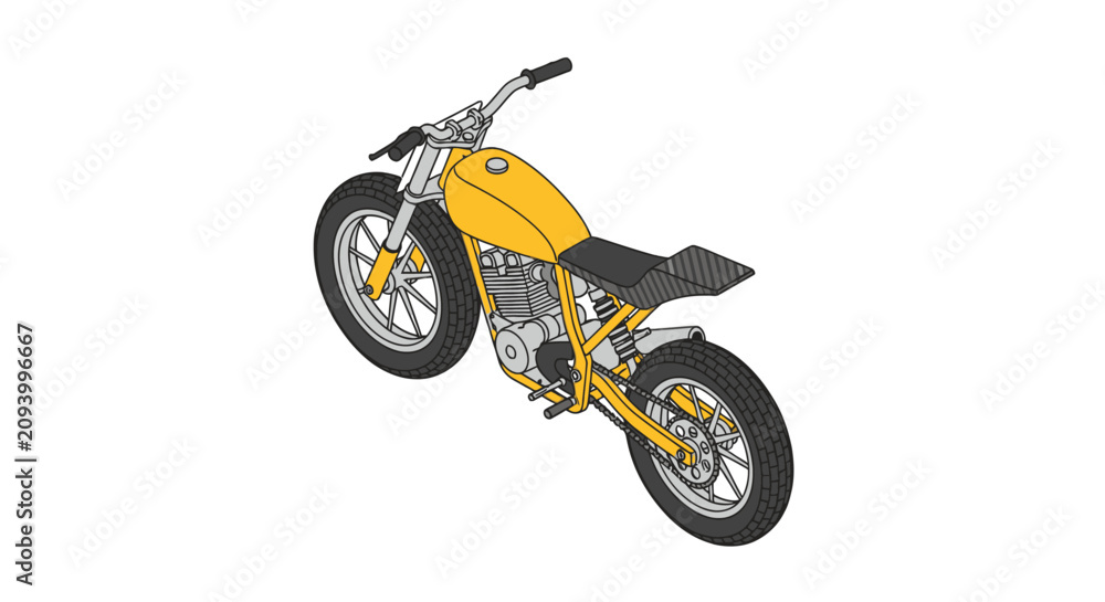 Obraz premium Custom yellow scrambler motorcycle with knobby tires