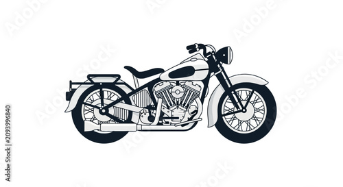 Photos Classic vintage cruiser motorcycle side view line art