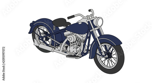 Tableau sur toile Dark blue vintage cruiser motorcycle in classic style